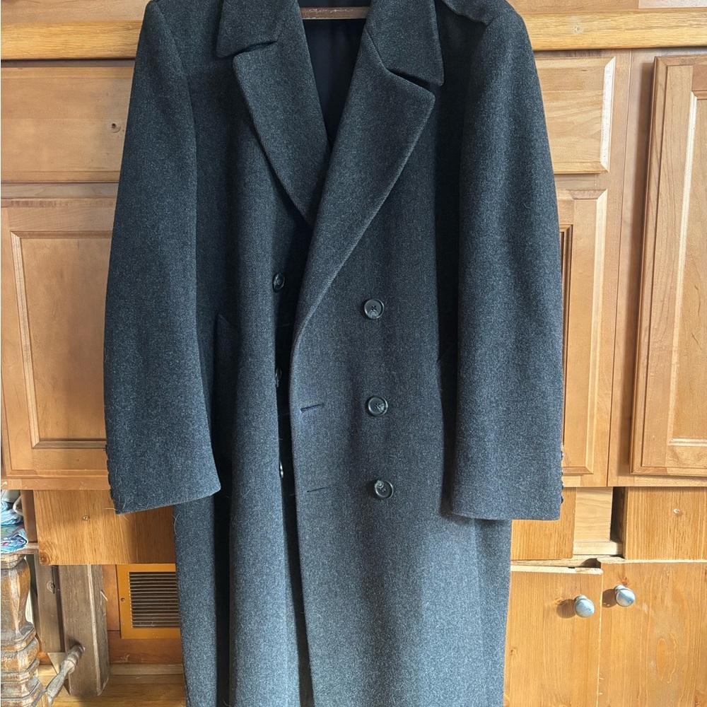 Men’s London Fog 100% Wool Charcoal Grey Trench Coat